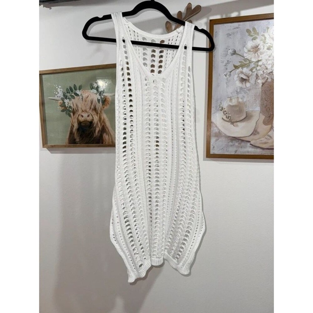 White knit swimsuit cover up, size L